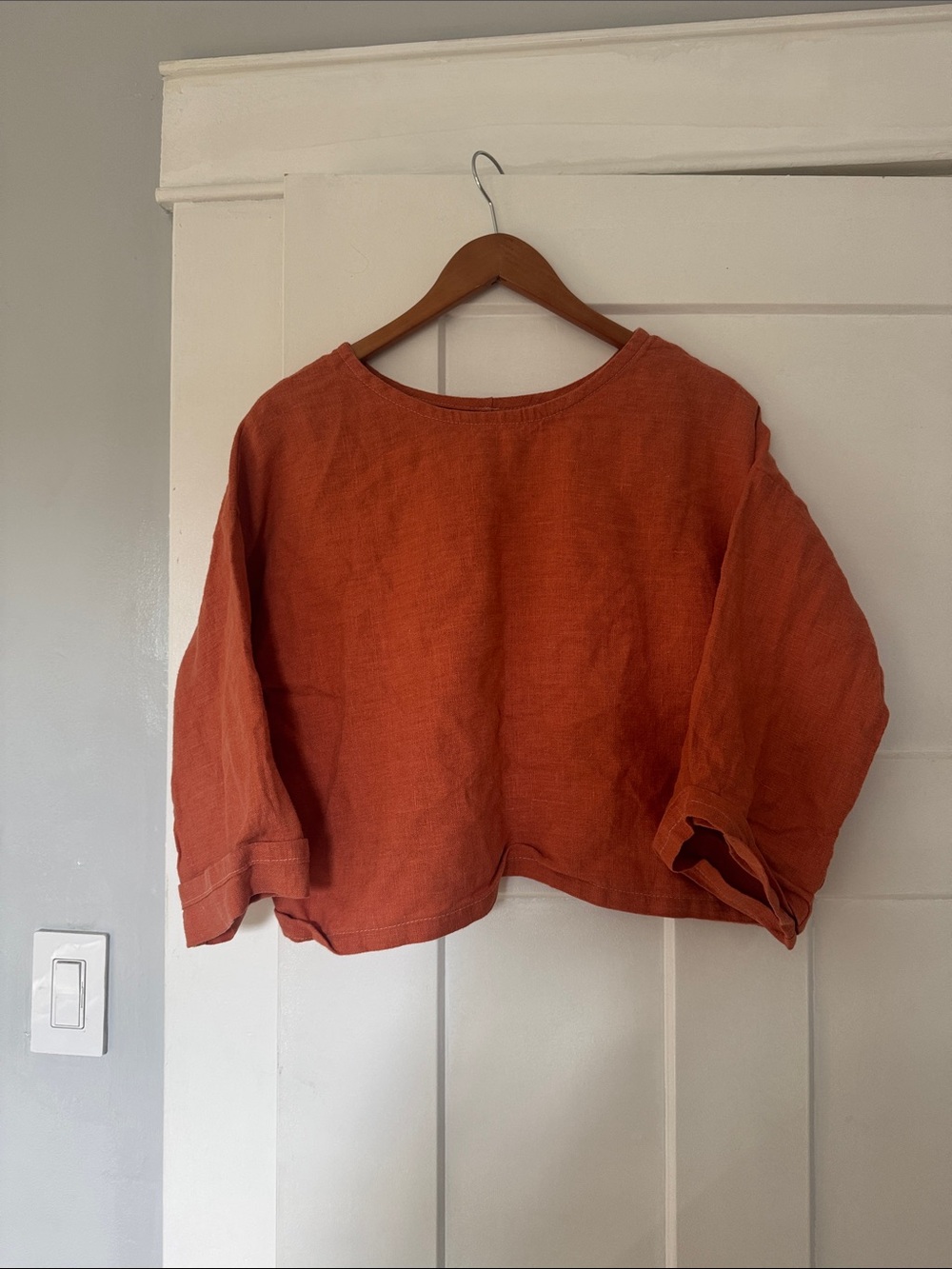 Relaxed Linen Top -  Orange